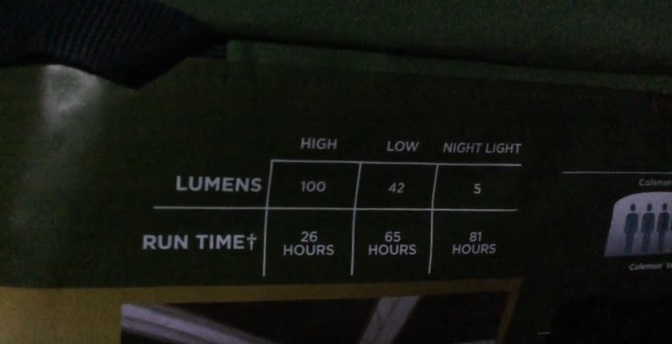 Coleman Weathermaster LED Light Specifications 